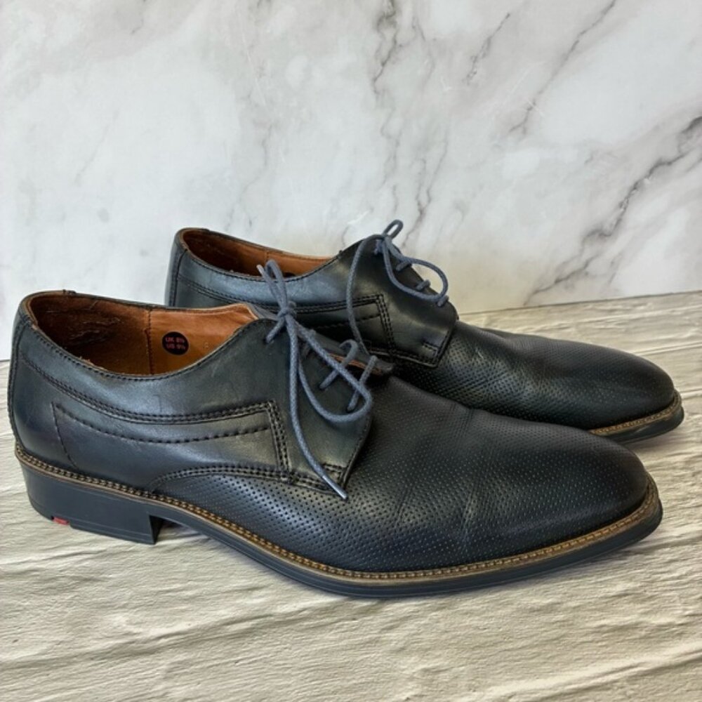 Lloyd Gavino Men's Navy Perforated Leather Dress Derby Oxford Shoes